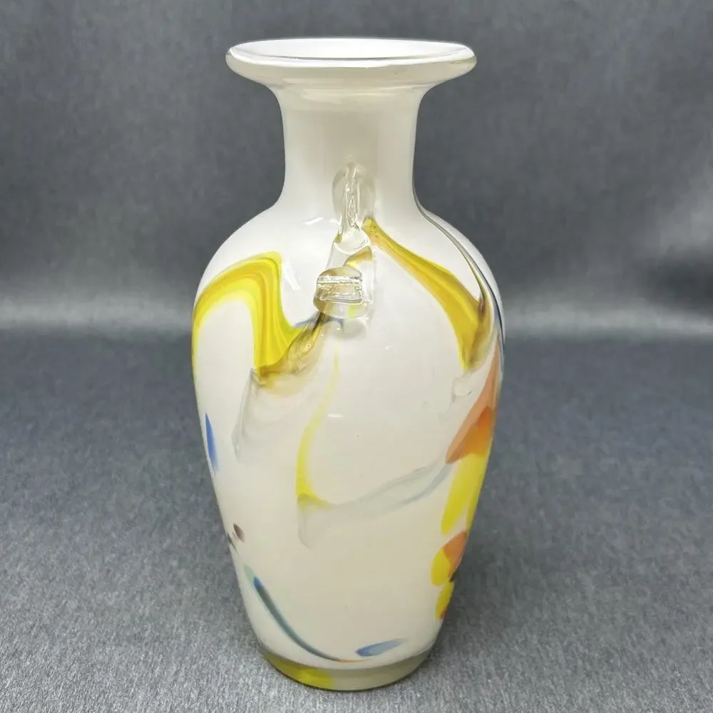 Vintage Mid Century Style Cased Glass Vase 8